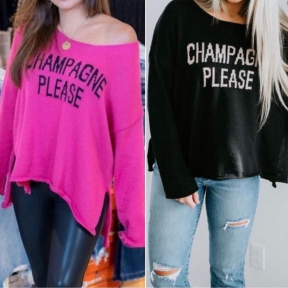#460 🛑 S,M "Champagne Please" Long Sleeve Sweater Top - Picture 1 of 6